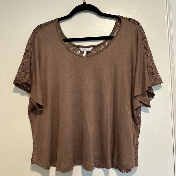 Women Kirra Sz: M Brown Loose Fit Lace Back Boxy Oversized Lightweight Flowy Top - Picture 9 of 16